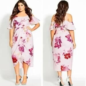 New! City Chic‎ Sakura love maxi floral dress lilac/pink/magenta, plus size 22
